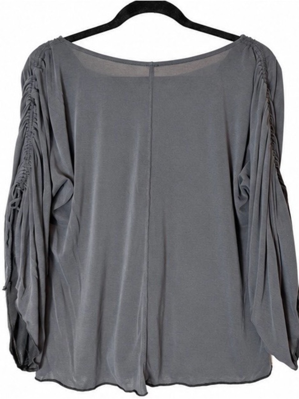 Free People Charcoal Gray Ruched Drawstring Sleeve Surplice Top Women’s Small - Picture 5 of 9